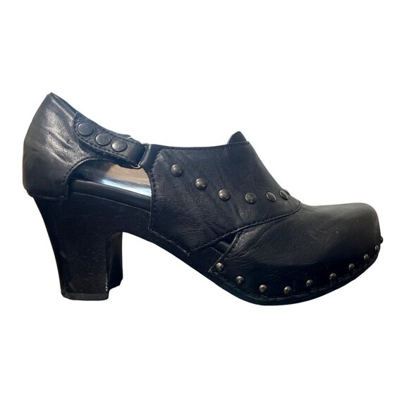 Dansko Leather Studded Heel Ryder Clogs Ankle Strap Black Y2K Size 42 / 11.5 - Picture 1 of 11